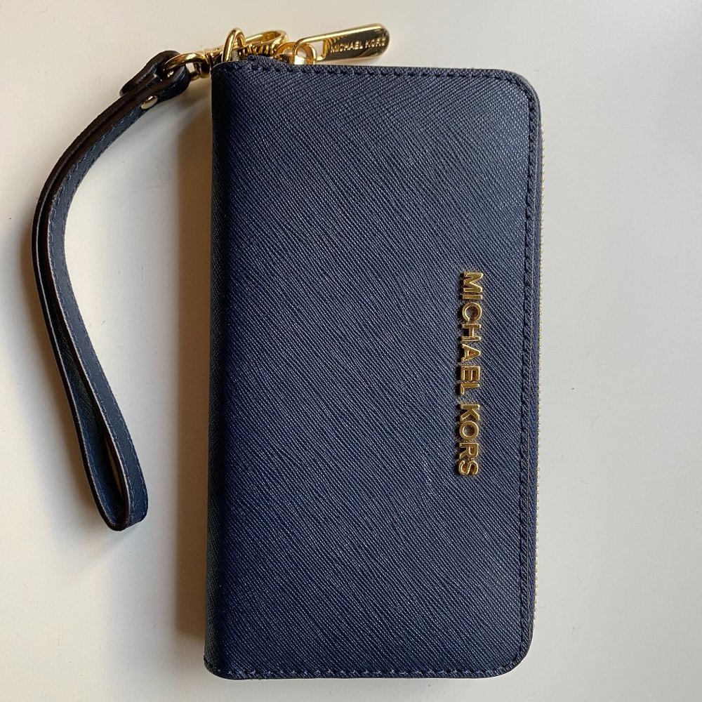 Michael Kors Navy Leather Wallet - Excellent Condition